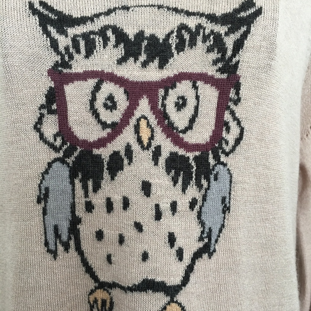 ANN TAYLOR OWL HIGH LOW SPRING SWEATER XS - Picture 2 of 8